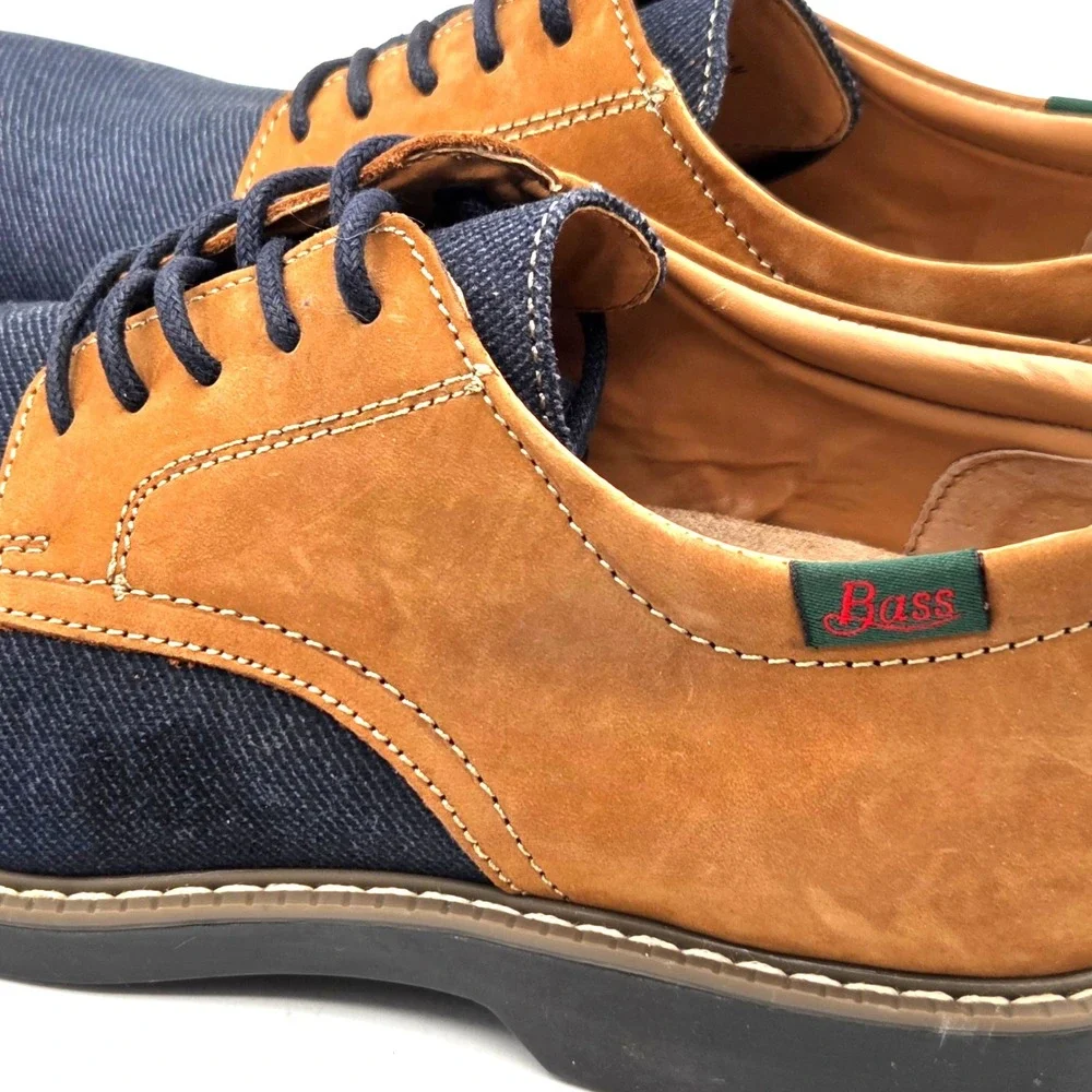 G.H. Bass & Co. Patterson Men's Shoes Blue Denim & Tan Nubuck Leather‎ Size 7.5